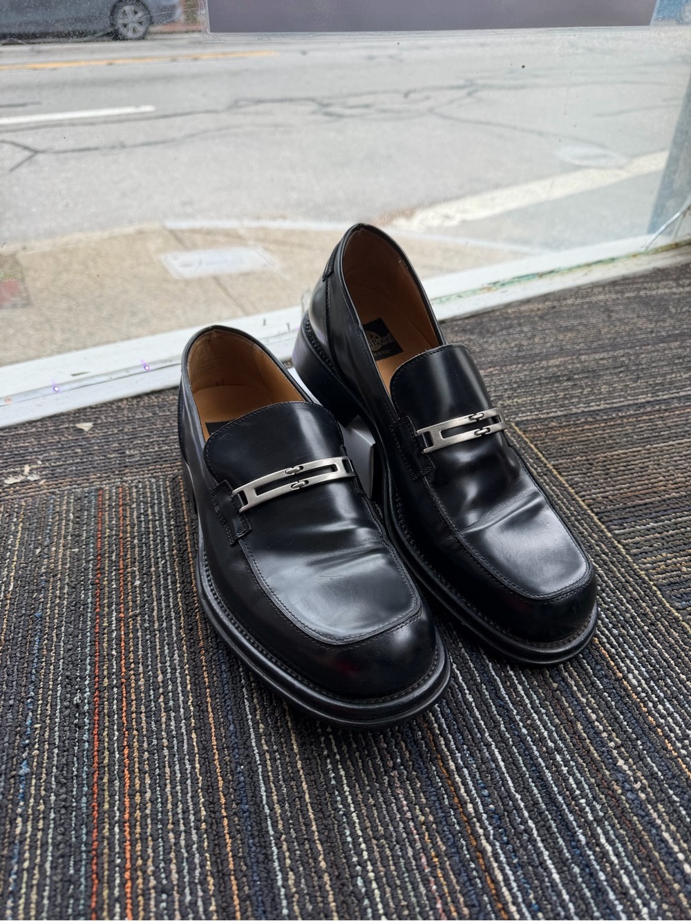 Men's Black Leather Bit Loafers
